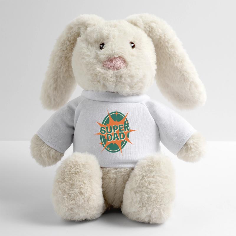 Conception de style bande dessinée Super Dad Lapin en peluche recyclé MiniFeet® Crème