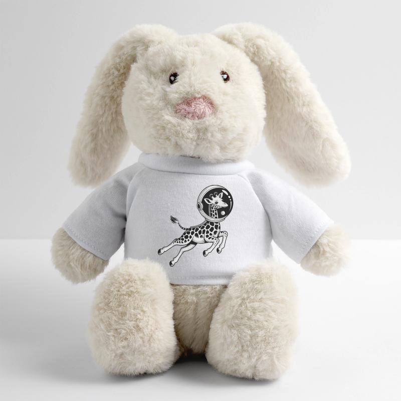 Girafe dans l'espace - Logo Cool Astonomy Lapin en peluche recyclé MiniFeet® Crème
