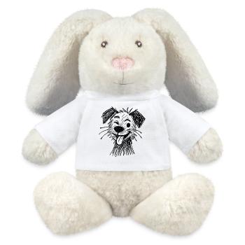 Sketch Dog Portrait Smiling - MiniFeet® RecycelHase® Bunny Cream - white - Front