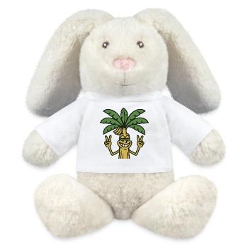 Funny Musa banana palm tree cartoon peace summer - MiniFeet® RecycelHase® Bunny Cream - white - Front