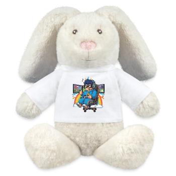 Cool streamer playing games - MiniFeet® RecycelHase® Bunny Cream - white - Front