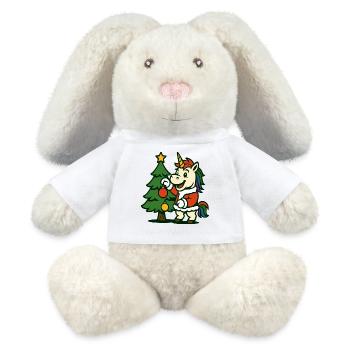 Santa Licorn décorant l’art du sapin de Noël - Lapin en peluche recyclé MiniFeet® Crème - blanc - Devant
