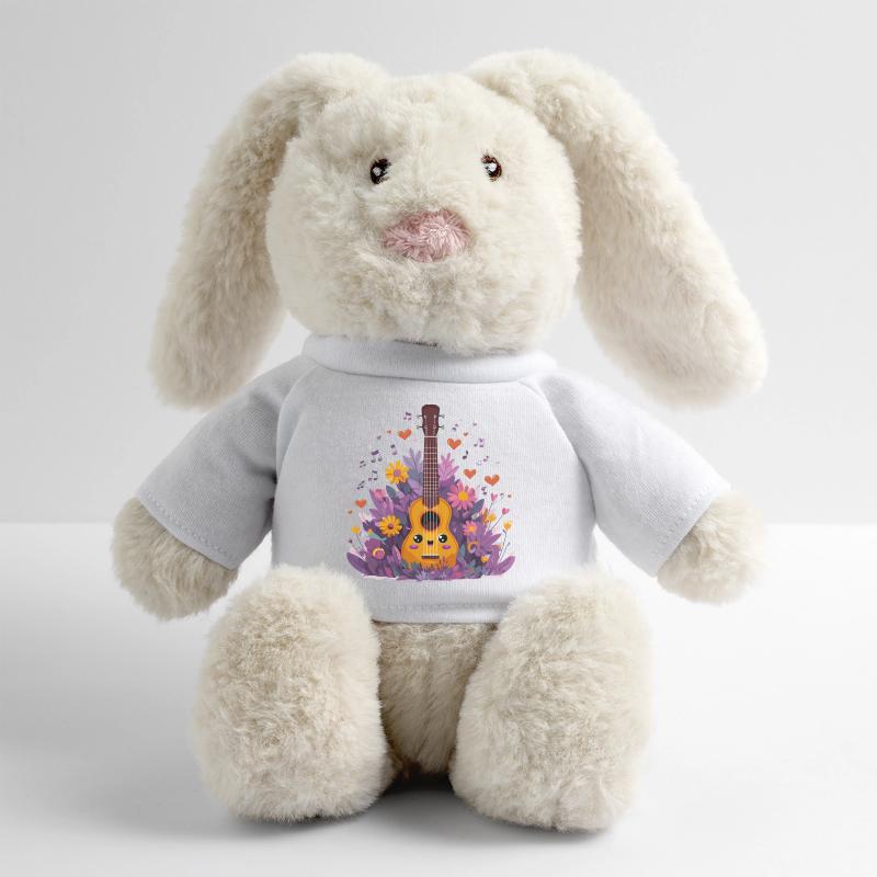 Combo Ukulélé Fleurissant Lapin en peluche recyclé MiniFeet® Crème