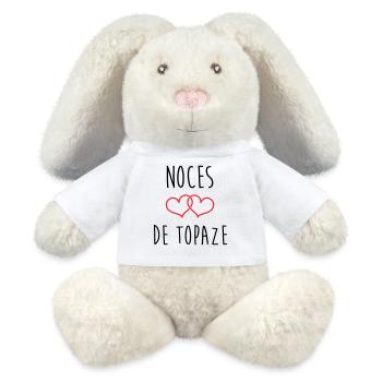 Noces de topaze 44 ans de mariage - Lapin en peluche recyclé MiniFeet® Crème - blanc - Devant