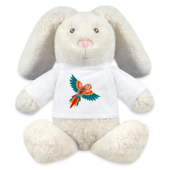 Bunter Mola Papagei - MiniFeet® RecycelHase® Creme - Weiß - Vorne