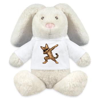 Dabbing Savannah Cat - MiniFeet® RecycelHase® Bunny Cream - white - Front
