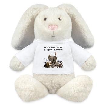 Touche pas à mes potes - Lapin en peluche recyclé MiniFeet® Crème - blanc - Devant