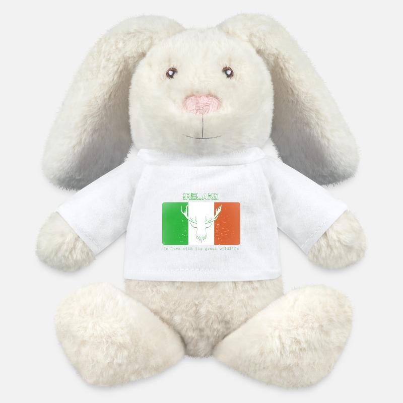 FAUNE ET DE LA FLORE D’IRLANDE Drapeau de l’Irlande - Lapin en peluche recyclé MiniFeet® Crème - blanc