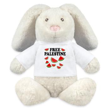 Free palestine - Lapin en peluche recyclé MiniFeet® Crème - blanc - Devant