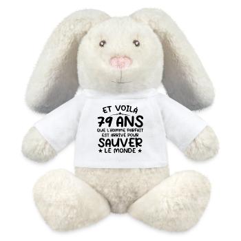 79 Jahre Jubiläumsgeschenk 79 Jahre alte Männer - MiniFeet® RecycelHase® Creme - Weiß - Vorne