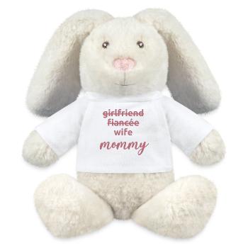 Girlfriend Fiancée Wife Mommy, Maternity Reveal - MiniFeet® RecycelHase® Bunny Cream - white - Front