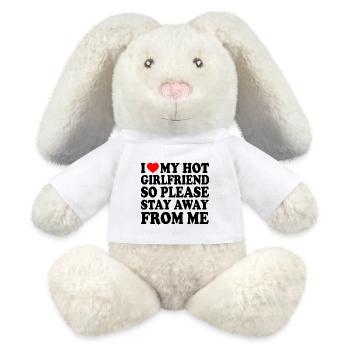 i love my hot girlfriend so please stay away from - Lapin en peluche recyclé MiniFeet® Crème - blanc - Devant