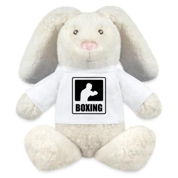 Boxing - Lapin en peluche recyclé MiniFeet® Crème - blanc - Devant