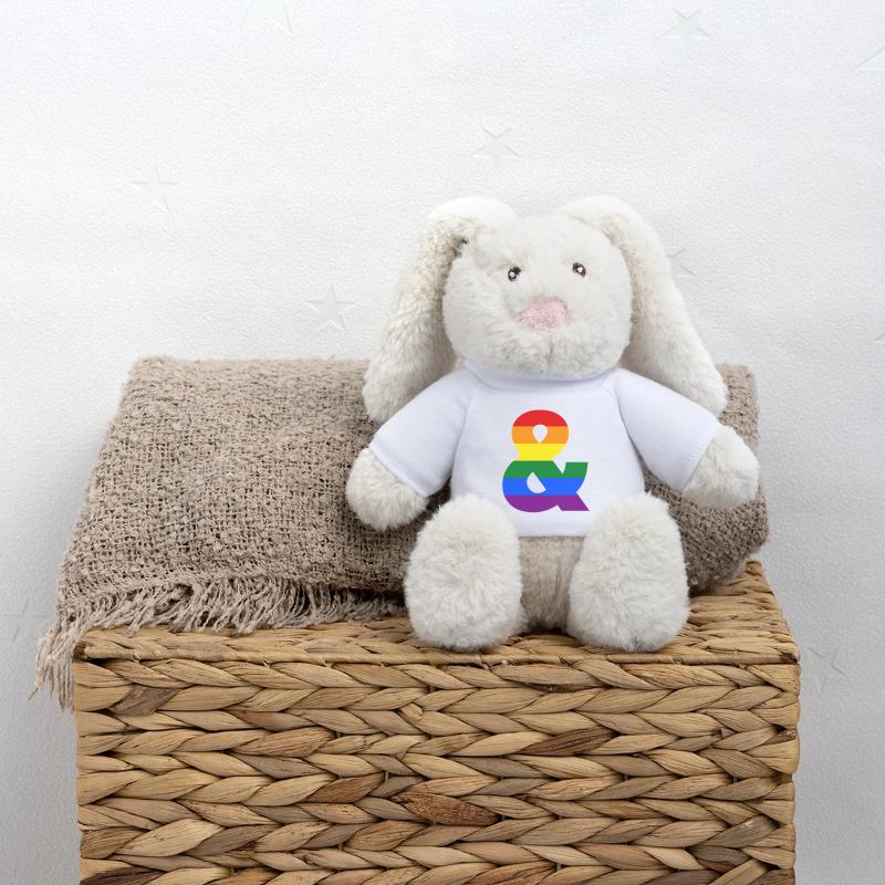 esperluette arc-en-ciel Lapin en peluche recyclé MiniFeet® Crème