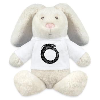 Verschlingender Schwarzer Drache - MiniFeet® RecycelHase® Creme - Weiß - Vorne