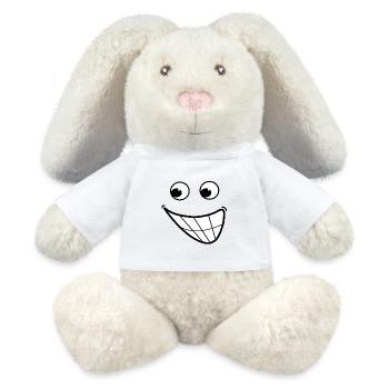 Cartoon Lächeln - MiniFeet® RecycelHase® Creme - Weiß - Vorne