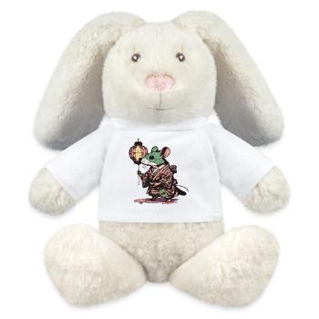 Maus im Kimono - MiniFeet® RecycelHase® Creme - Weiß - Vorne