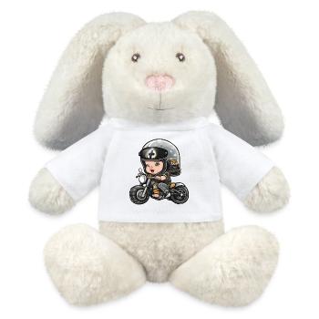 Baby biker, future biker, baby biker - MiniFeet® RecycelHase® Bunny Cream - white - Front