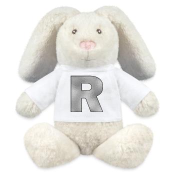 Letter R Silver - MiniFeet® RecycelHase® Bunny Cream - white - Front