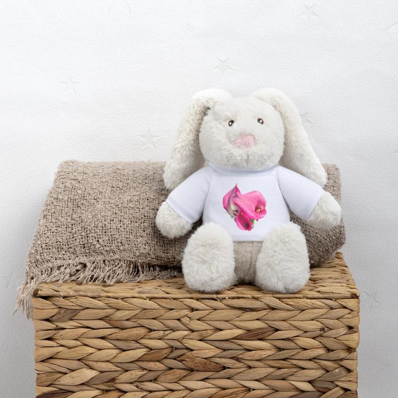 Trio de Fleurs Calla Roses Lapin en peluche recyclé MiniFeet® Crème