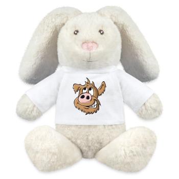 Pig dog naughty - MiniFeet® RecycelHase® Bunny Cream - white - Front