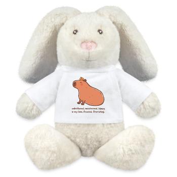 Capybara détendu – Humeur épanouie - Lapin en peluche recyclé MiniFeet® Crème - blanc - Devant