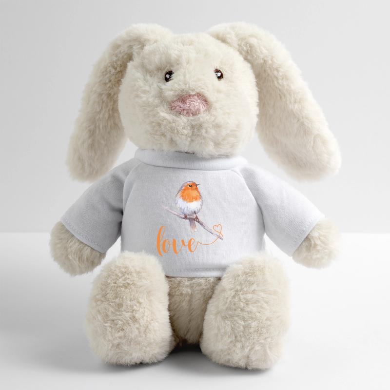 Robin avec texte d’amour Lapin en peluche recyclé MiniFeet® Crème