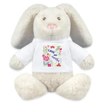 Aimez-vous les uns les autres - Lapin en peluche recyclé MiniFeet® Crème - blanc - Devant