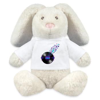 Retro Vinyl and Digital Skyline Design - MiniFeet® RecycelHase® Bunny Cream - white - Front