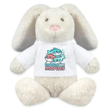 La team des morues kawaii - Lapin en peluche recyclé MiniFeet® Crème - blanc - Devant