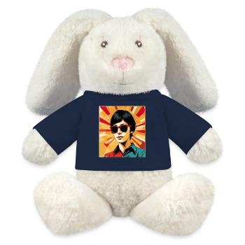 Retro Girl Pop Art Stil – Cooles Vintage Design - MiniFeet® RecycelHase® Creme - French Navy - Vorne