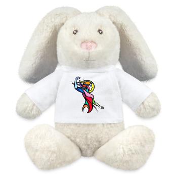 Bunte, abstrakte tanzende Frau - MiniFeet® RecycelHase® Creme - Weiß - Vorne