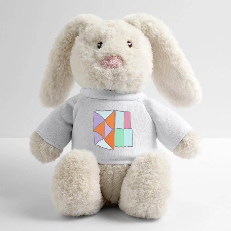 Mosaïque géométrique en patchwork Lapin en peluche recyclé MiniFeet® Crème