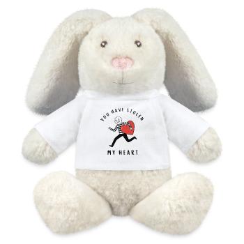 Tu as volé mon cœur, drôle de voleuse, Valentine - Lapin en peluche recyclé MiniFeet® Crème - blanc - Devant