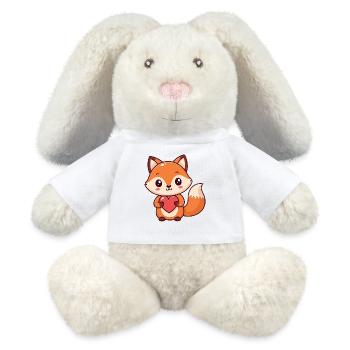 Kawaii-Fuchs Buntes Herz - MiniFeet® RecycelHase® Creme - Weiß - Vorne