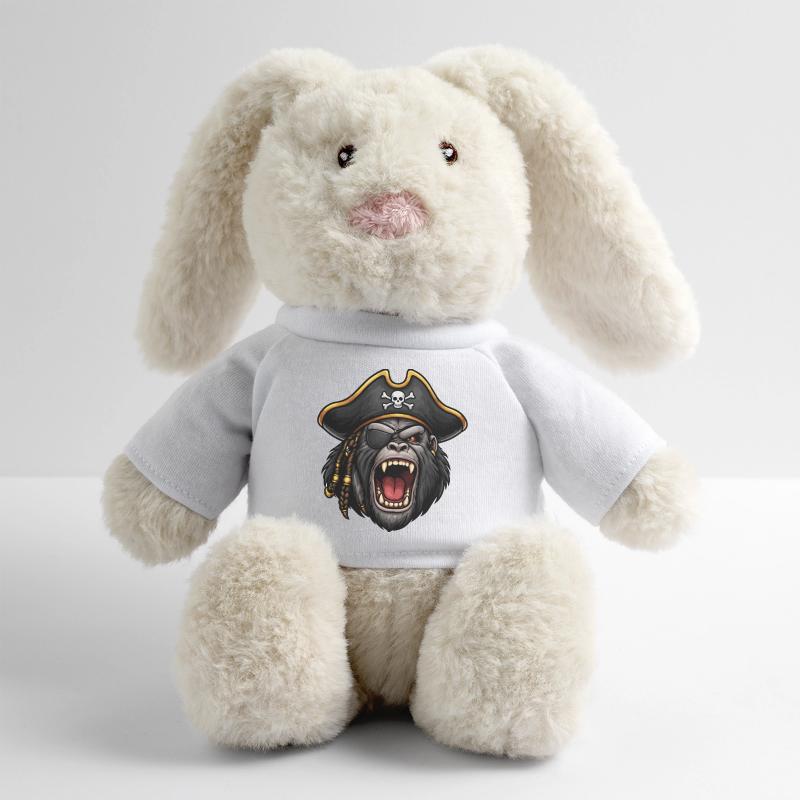 Gorille pirate avec cache-œil Lapin en peluche recyclé MiniFeet® Crème