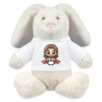 Niedlich Jesus Christus Superheld Kirche Held - MiniFeet® RecycelHase® Creme - Weiß - Vorne