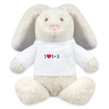 Pregnancy announcement. 1 core 1 = 3 - MiniFeet® RecycelHase® Bunny Cream - white - Front
