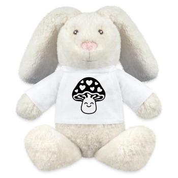 Sweet mushroom with heart and face - MiniFeet® RecycelHase® Bunny Cream - white - Front