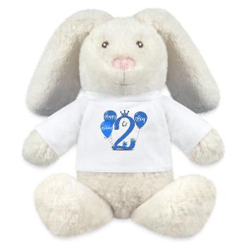 2 Ballon Garçon Anniversaire - Lapin en peluche recyclé MiniFeet® Crème - blanc - Devant