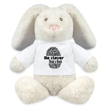 Be clever - Read a Livre Livres Lire Cadeau - Lapin en peluche recyclé MiniFeet® Crème - blanc - Devant