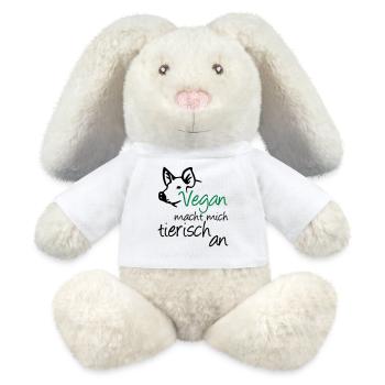Vegan Veganer Tier Schwein Geschenk Tierschutz - MiniFeet® RecycelHase® Creme - Weiß - Vorne