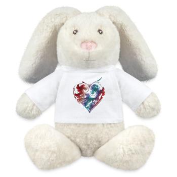 ART heart Ornament / kunstvoll gestaltetes Herz - MiniFeet® RecycelHase® Creme - Weiß - Vorne