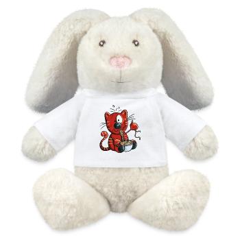 Mignon chat comique - Lapin en peluche recyclé MiniFeet® Crème - blanc - Devant