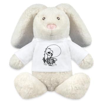 le plaisir de la pêche - Lapin en peluche recyclé MiniFeet® Crème - blanc - Devant