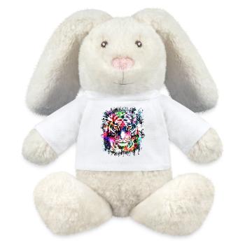 Tiger - Bunter Tigerkopf - Tigerkatze - MiniFeet® RecycelHase® Creme - Weiß - Vorne