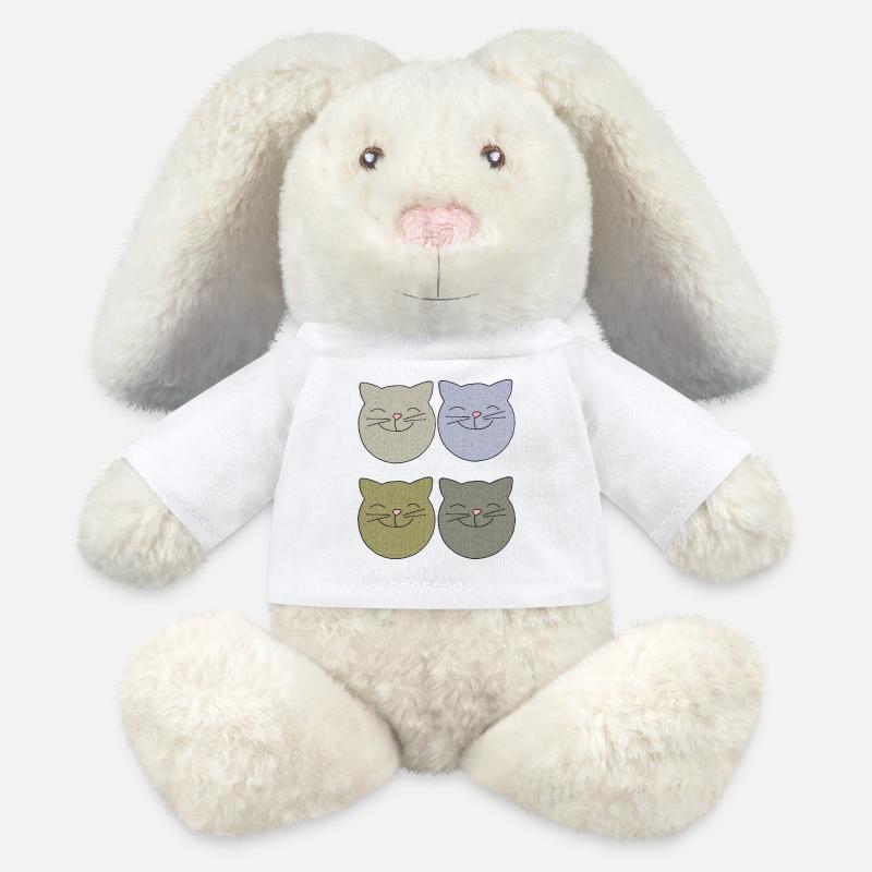 Pack Chats 4 - Lapin en peluche recyclé MiniFeet® Crème - blanc