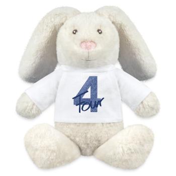 Number / Birthday / Four / 4 / Fourth / Number - MiniFeet® RecycelHase® Bunny Cream - white - Front