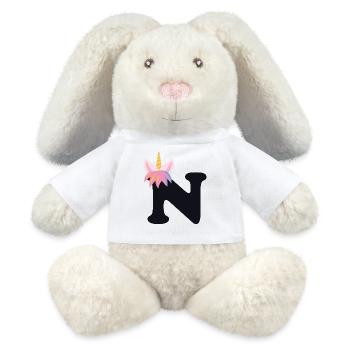 Einhorn-Buchstabe Regenbogenstyle "N" | be unique - MiniFeet® RecycelHase® Creme - Weiß - Vorne