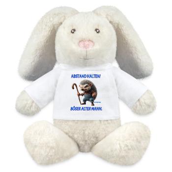 Opa Prickly Abstand halten boeser alter Mann - MiniFeet® RecycelHase® Creme - Weiß - Vorne